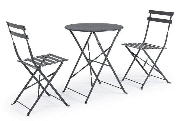 Bizzotto Set da giardino con 2 sedie ed un tavolo pieghevoli Wissant Antracite