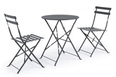 Bizzotto Set da giardino con 2 sedie ed un tavolo pieghevoli Wissant Antracite