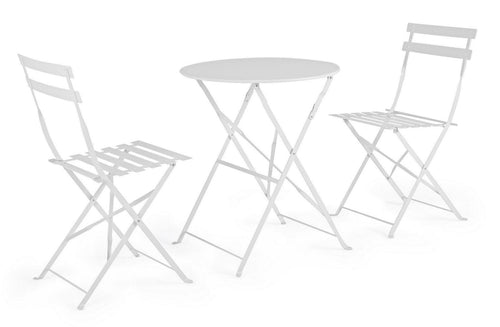 Bizzotto Set da giardino con 2 sedie ed un tavolo pieghevoli Wissant Bianco