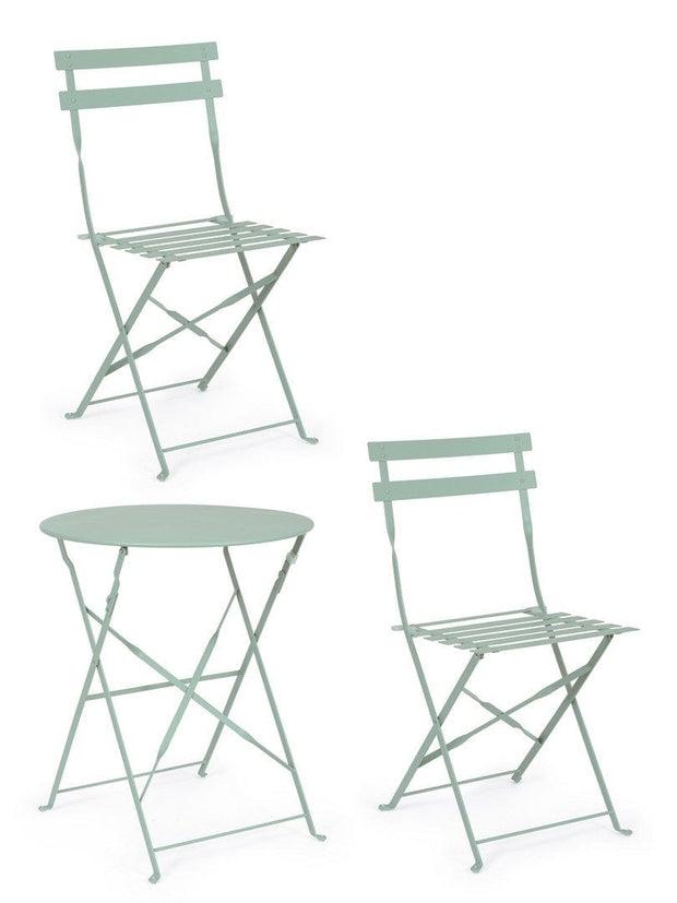 Bizzotto Set da giardino con 2 sedie ed un tavolo pieghevoli Wissant Blu