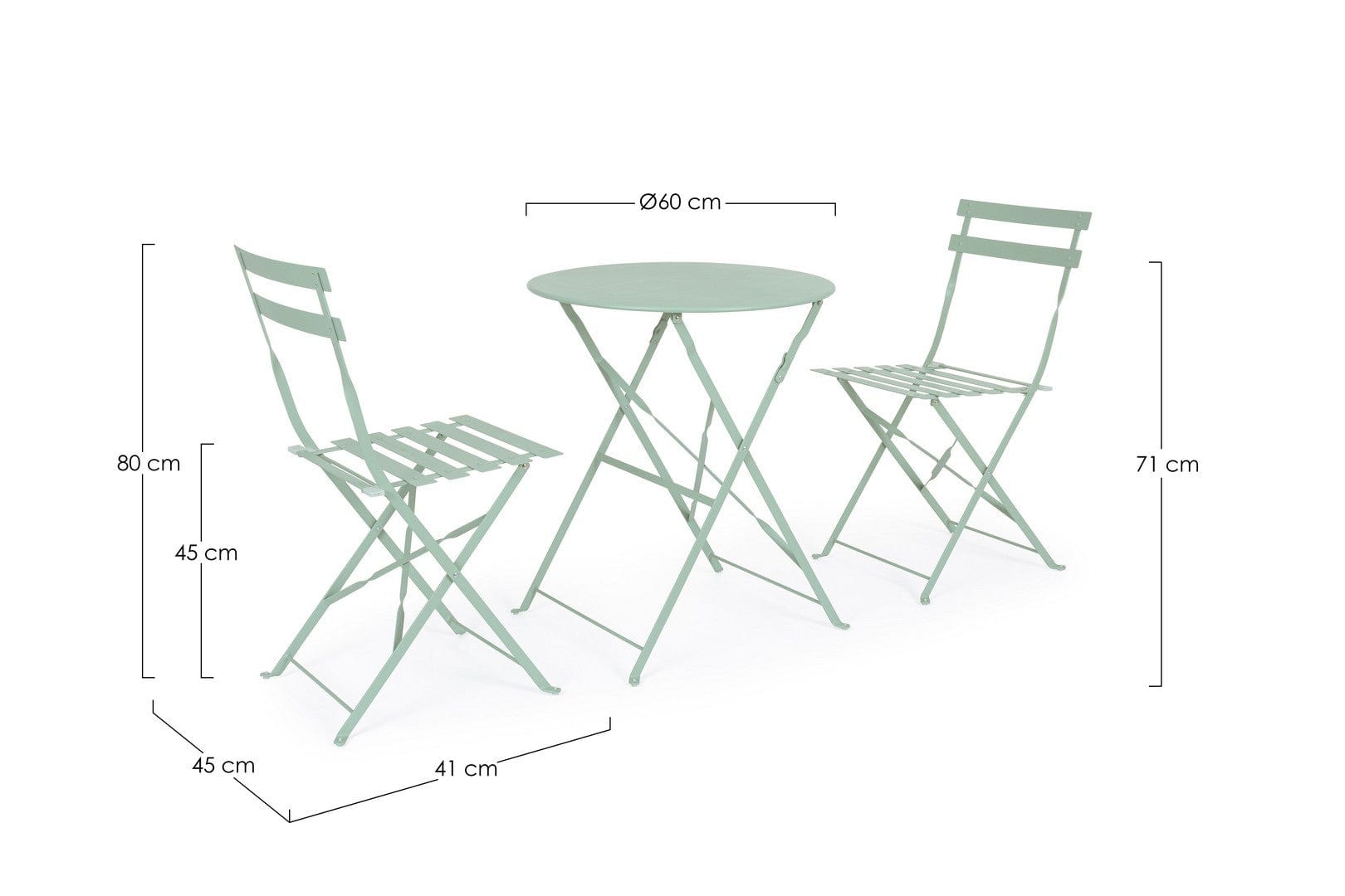 Bizzotto Set da giardino con 2 sedie ed un tavolo pieghevoli Wissant Blu