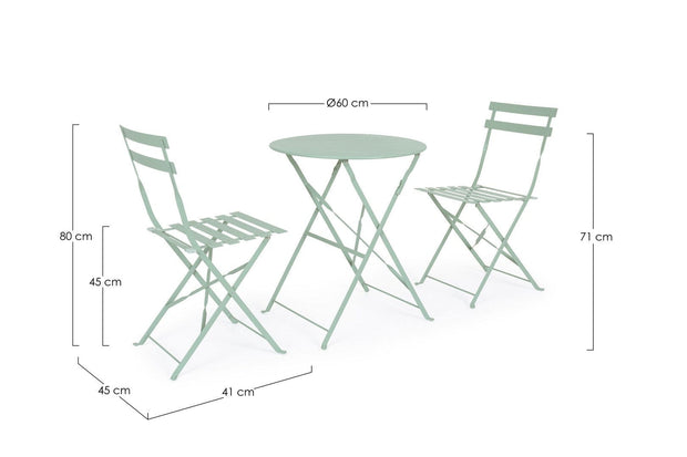 Bizzotto Set da giardino con 2 sedie ed un tavolo pieghevoli Wissant Blu