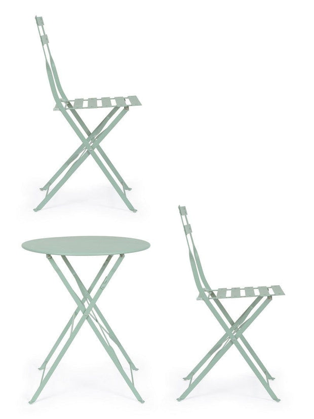 Bizzotto Set da giardino con 2 sedie ed un tavolo pieghevoli Wissant Blu