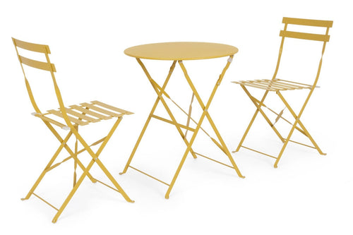 Bizzotto Set da giardino con 2 sedie ed un tavolo pieghevoli Wissant Giallo