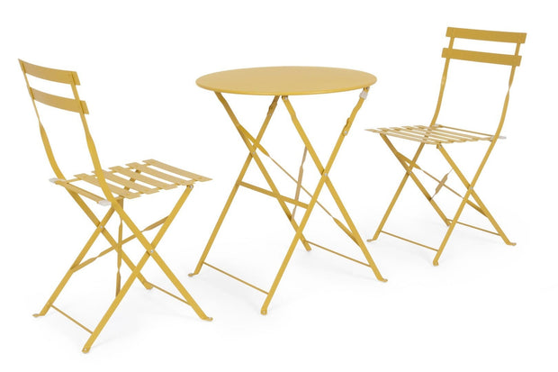 Bizzotto Set da giardino con 2 sedie ed un tavolo pieghevoli Wissant Giallo