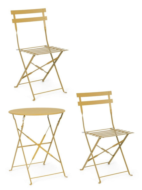 Bizzotto Set da giardino con 2 sedie ed un tavolo pieghevoli Wissant Giallo