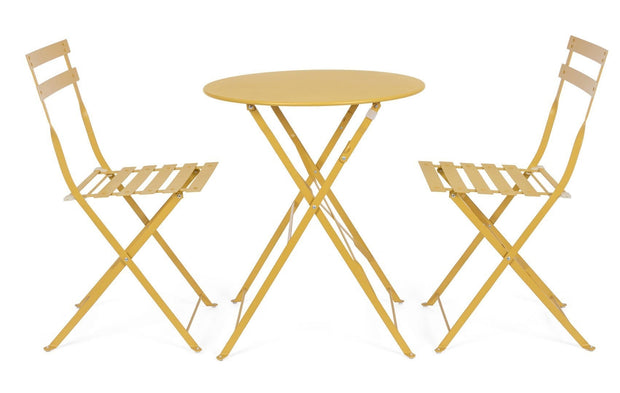 Bizzotto Set da giardino con 2 sedie ed un tavolo pieghevoli Wissant Giallo