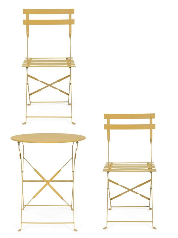 Bizzotto Set da giardino con 2 sedie ed un tavolo pieghevoli Wissant Giallo