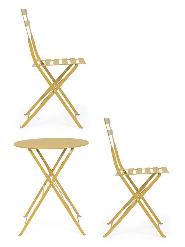 Bizzotto Set da giardino con 2 sedie ed un tavolo pieghevoli Wissant Giallo