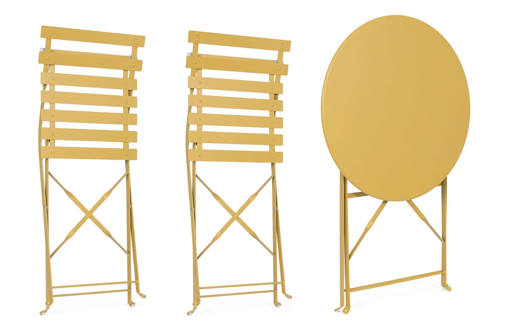 Bizzotto Set da giardino con 2 sedie ed un tavolo pieghevoli Wissant Giallo