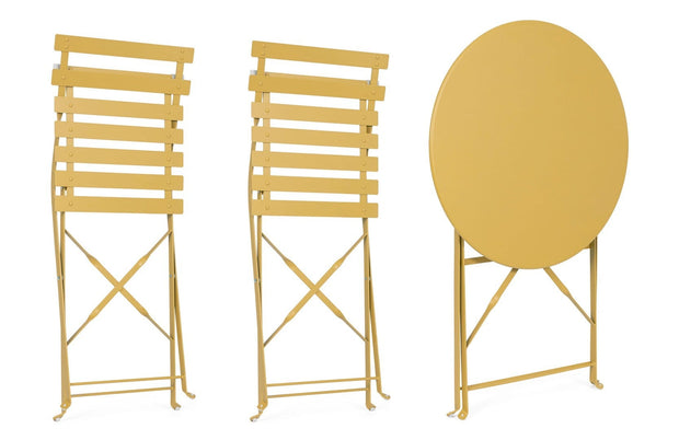 Bizzotto Set da giardino con 2 sedie ed un tavolo pieghevoli Wissant Giallo