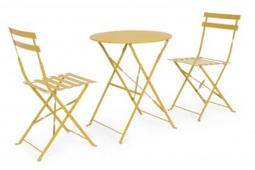Bizzotto Set da giardino con 2 sedie ed un tavolo pieghevoli Wissant Giallo