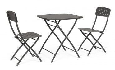 Bizzotto Set da giardino con 2 sedie ed un tavolo pieghevoli Yvonne Antracite