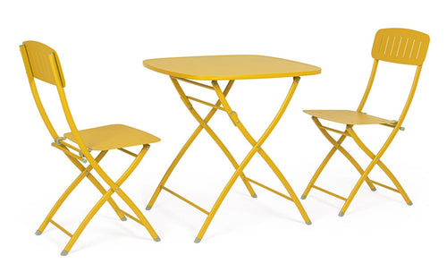 Bizzotto Set da giardino con 2 sedie ed un tavolo pieghevoli Yvonne Giallo