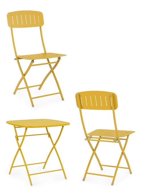 Bizzotto Set da giardino con 2 sedie ed un tavolo pieghevoli Yvonne Giallo
