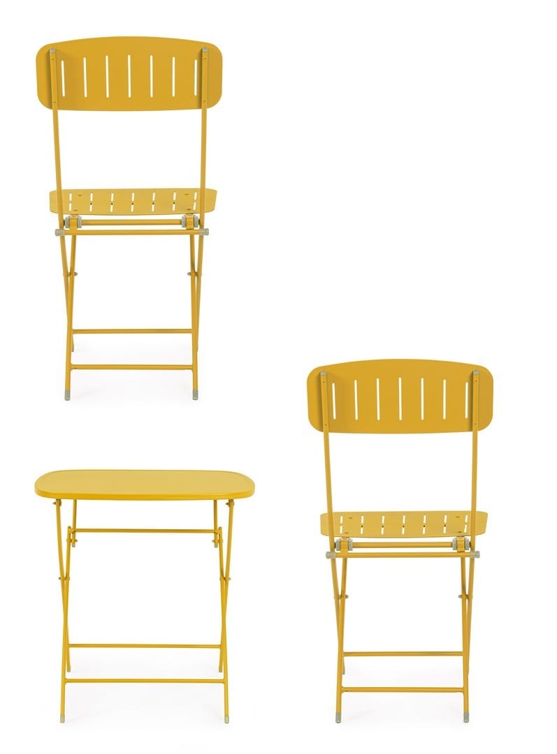 Bizzotto Set da giardino con 2 sedie ed un tavolo pieghevoli Yvonne Giallo