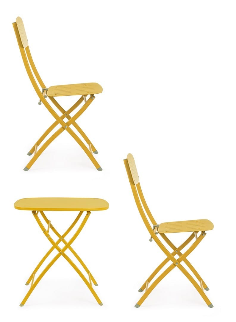 Bizzotto Set da giardino con 2 sedie ed un tavolo pieghevoli Yvonne Giallo