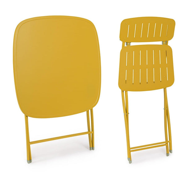Bizzotto Set da giardino con 2 sedie ed un tavolo pieghevoli Yvonne Giallo