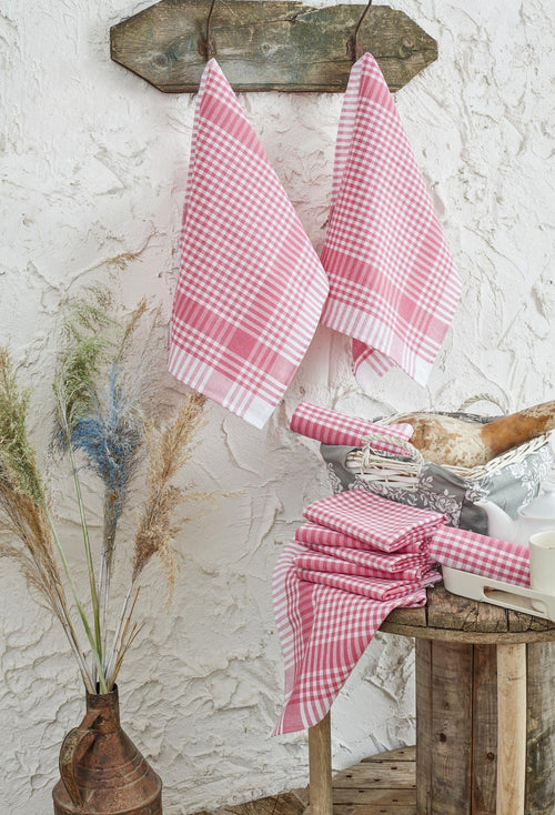Set di 10 Strofinacci in cotone Ekose Rosa, 46 x 76 cm