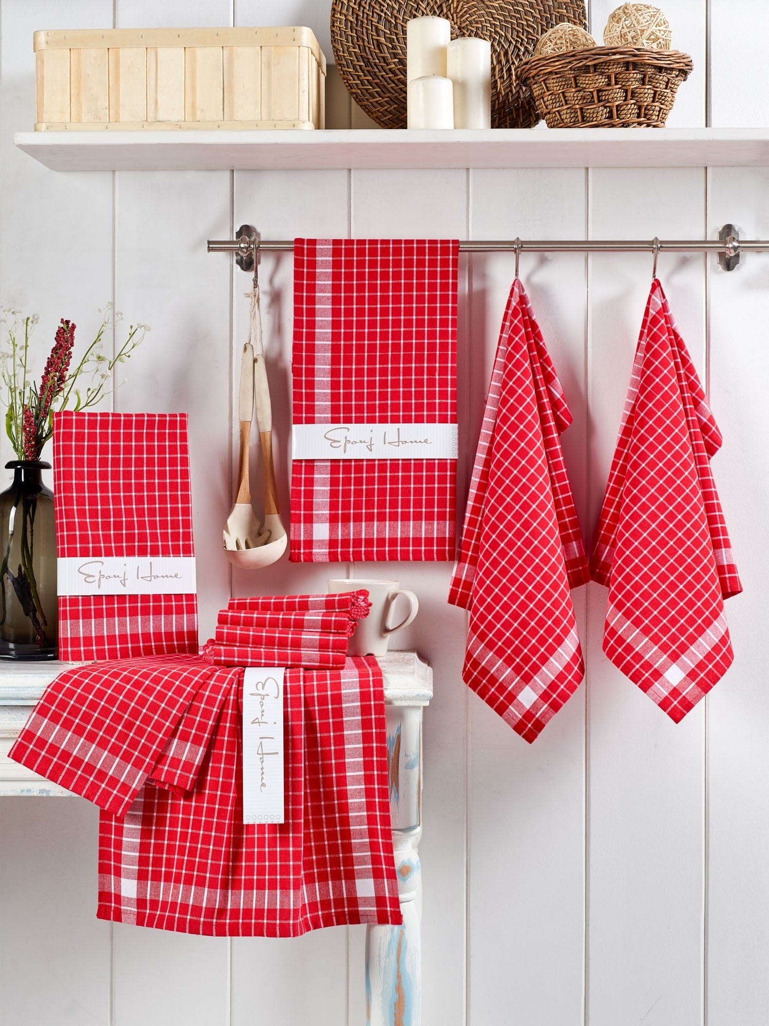 Set di 10 Strofinacci in cotone Kup Rosso, 45 x 65 cm