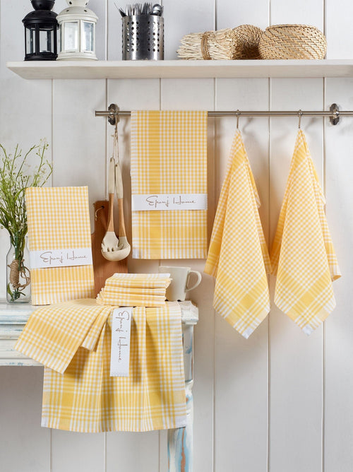 Set di 10 Strofinacci in cotone Potca Giallo, 45 x 65 cm