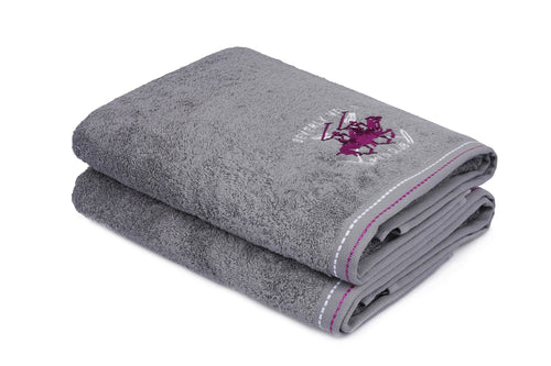Set di 2 asciugamani cotone Beverly Hills Polo Club 201 Grigio, 70 x 140 cm
