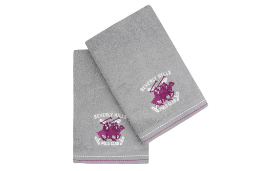 Set di 2 asciugamani cotone Beverly Hills Polo Club 401 Grigio, 50 x 90 cm (1)