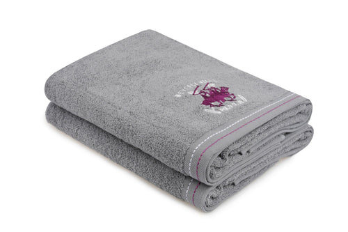 Set di 2 asciugamani cotone Beverly Hills Polo Club 401 Grigio, 70 x 140 cm