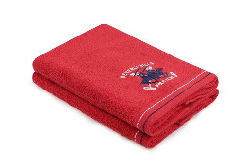 Set di 2 asciugamani cotone Beverly Hills Polo Club 401 Rosso, 50 x 90 cm
