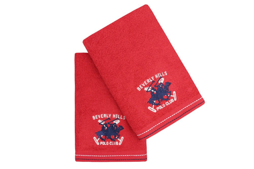Set di 2 asciugamani cotone Beverly Hills Polo Club 401 Rosso, 50 x 90 cm (1)