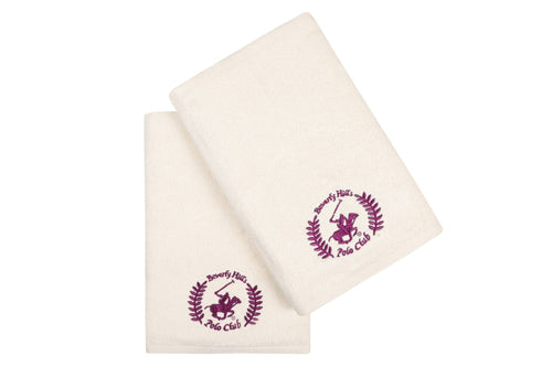 Set di 2 asciugamani cotone Beverly Hills Polo Club 402 Crema, 70 x 140 cm (1)