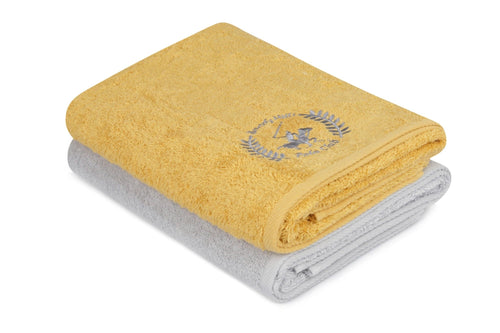 Set di 2 asciugamani cotone Beverly Hills Polo Club 402 Giallo, 70 x 140 cm