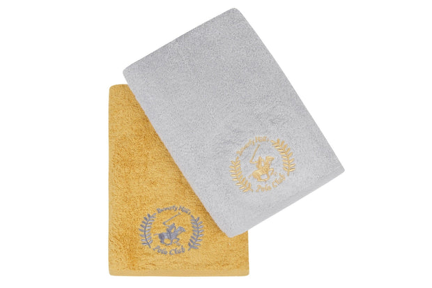 Set di 2 asciugamani cotone Beverly Hills Polo Club 402 Giallo, 70 x 140 cm (1)