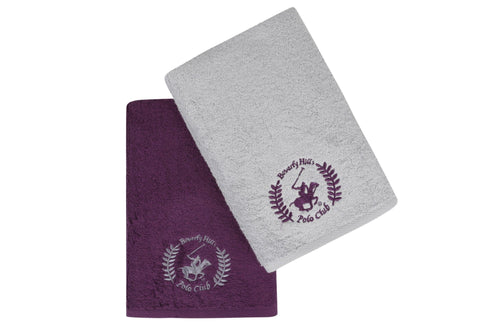Set di 2 asciugamani cotone Beverly Hills Polo Club 402 Lilla, 70 x 140 cm (1)