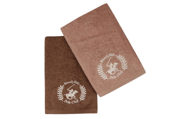 Set di 2 asciugamani cotone Beverly Hills Polo Club 402 Marrone, 50 x 90 cm (2)