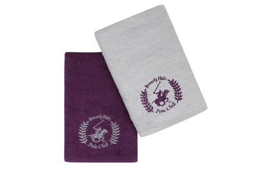 Set di 2 asciugamani cotone Beverly Hills Polo Club 402 Violetto, 50 x 90 cm (1)