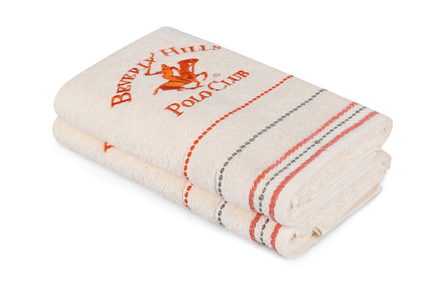 Set di 2 asciugamani cotone Beverly Hills Polo Club 403 Crema, 50 x 90 cm