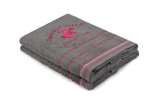 Set di 2 asciugamani cotone Beverly Hills Polo Club 403 Grigio, 50 x 90 cm