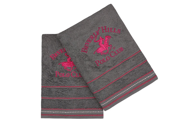 Set di 2 asciugamani cotone Beverly Hills Polo Club 403 Grigio, 50 x 90 cm (1)