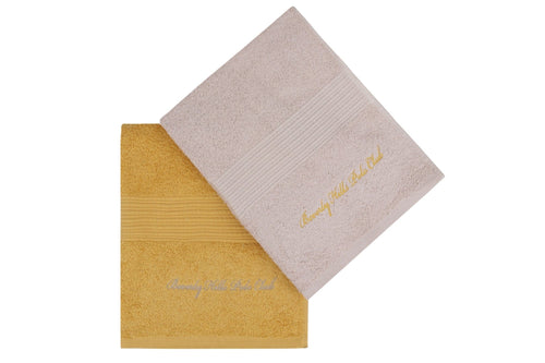 Set di 2 asciugamani cotone Beverly Hills Polo Club 404 Giallo, 50 x 90 cm (1)