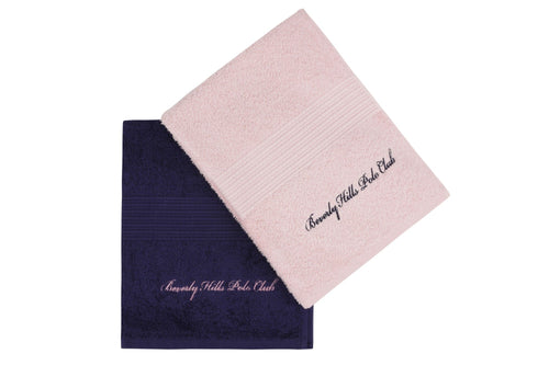 Set di 2 asciugamani cotone Beverly Hills Polo Club 404 Rosa, 50 x 90 cm (1)