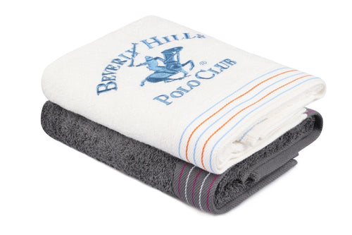 Set di 2 asciugamani cotone Beverly Hills Polo Club 405 Bianco, 50 x 90 cm