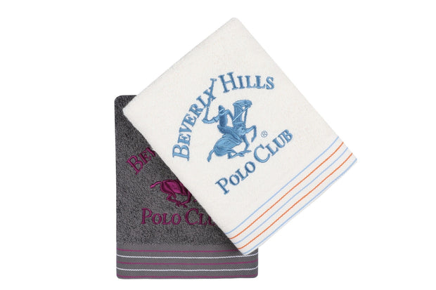 Set di 2 asciugamani cotone Beverly Hills Polo Club 405 Bianco, 50 x 90 cm (1)