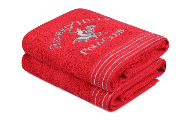 Set di 2 asciugamani cotone Beverly Hills Polo Club 405 Rosso, 50 x 90 cm