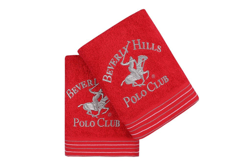 Set di 2 asciugamani cotone Beverly Hills Polo Club 405 Rosso, 50 x 90 cm (1)