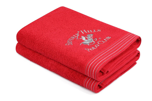 Set di 2 asciugamani cotone Beverly Hills Polo Club 405 Rosso, 70 x 140 cm