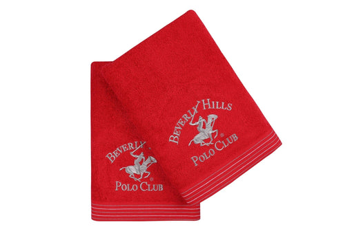 Set di 2 asciugamani cotone Beverly Hills Polo Club 405 Rosso, 70 x 140 cm (1)
