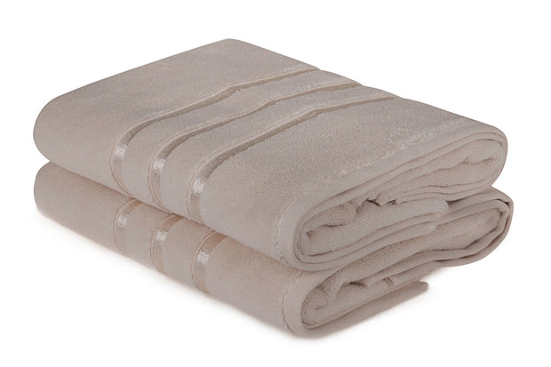 Set di 2 asciugamani micro-cotone Dolce Beige, 70 x 140 cm (3)