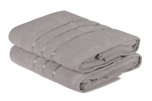 Set di 2 asciugamani micro-cotone Dolce Grigio, 70 x 140 cm