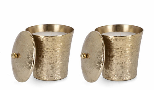Set di 2 candele decorative Lathe Round B Oro